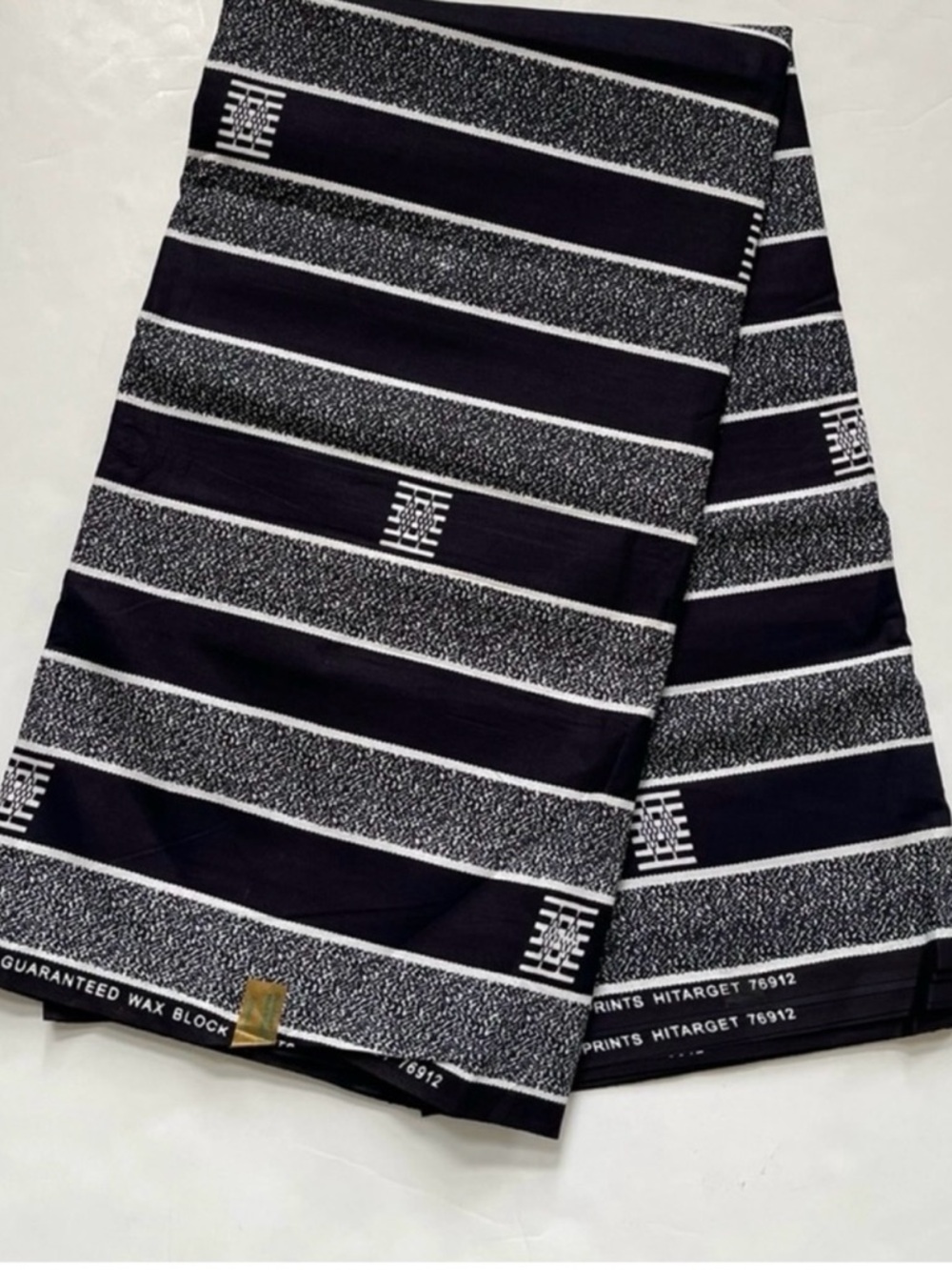 Geometric Motifs Black & White Horizontal Stripes Cotton Print Fabric